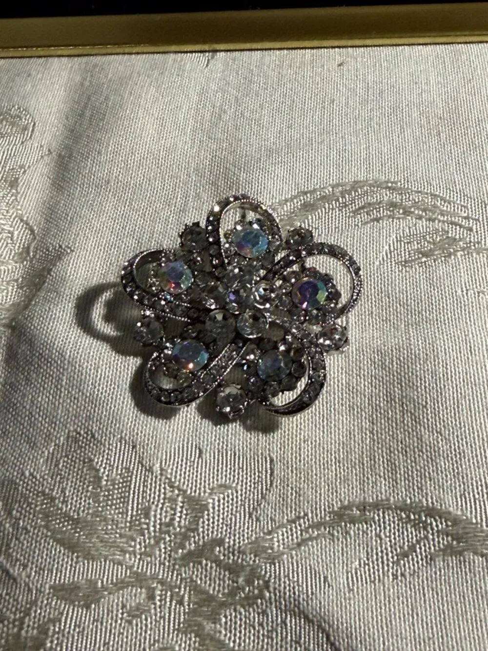Vintage Rhinestone Floral Brooch